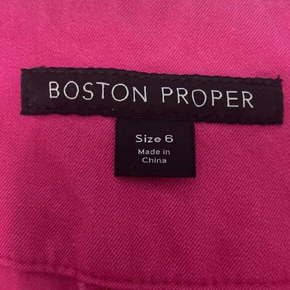 Boston Proper Fuchsia Pink Capri's Side Zip Stretch Size 6 - Picture 7 of 8